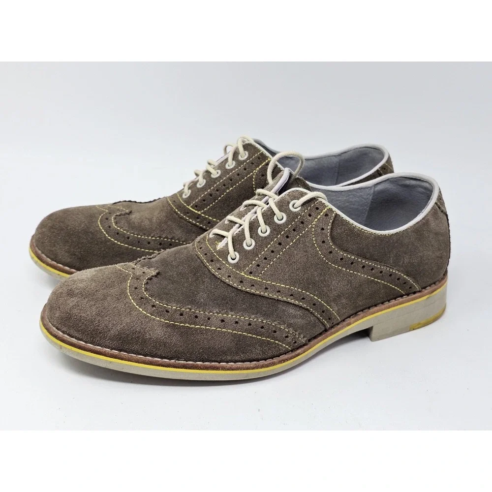 Johnston & Murphy Flex System Shoes Mens Size 9 Brown Suede Wingtip Oxford